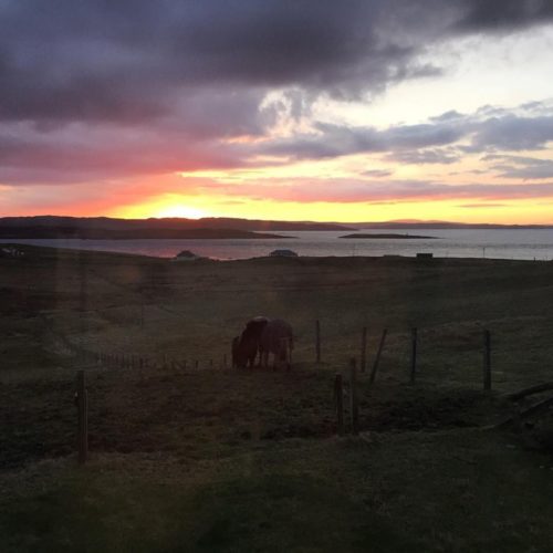 Sunset view from Julie Williamson's window - Shetland holidays