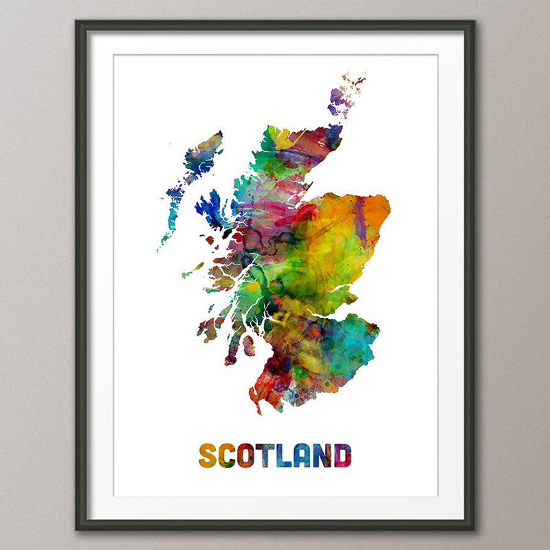 Scottish gifts for men - Scotland map watercolour