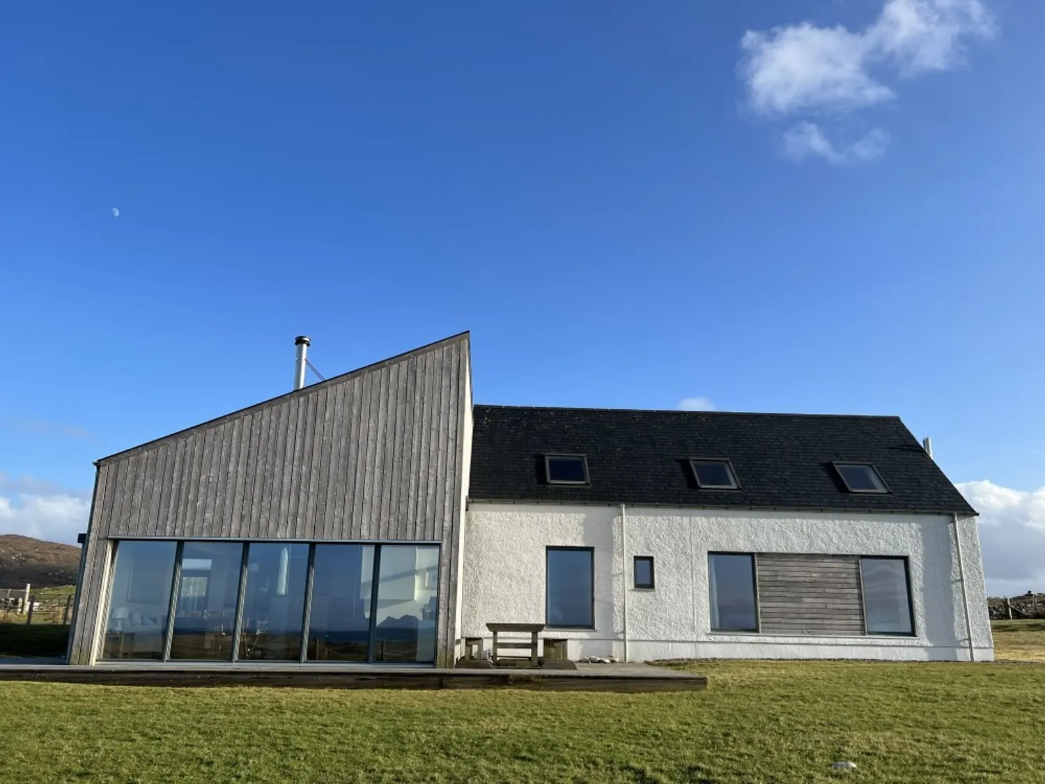 traditional cottage with modern wood and glass extension Clachan Lodge holiday house