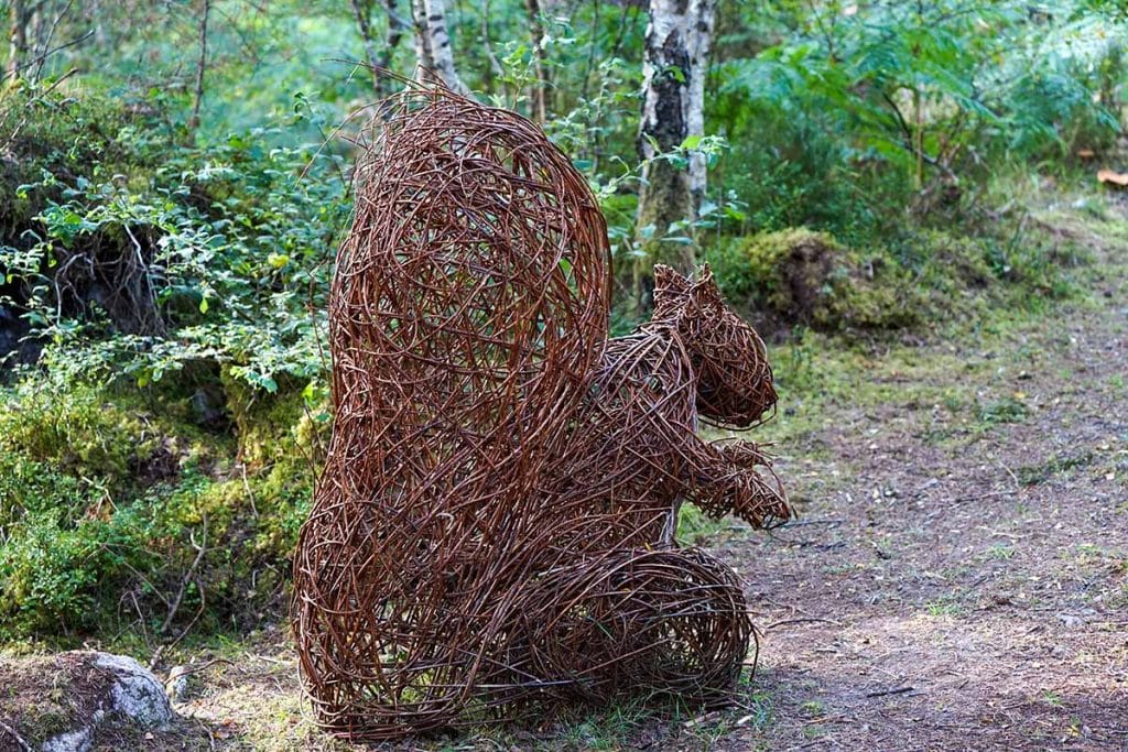 wicker squirrel sculpture