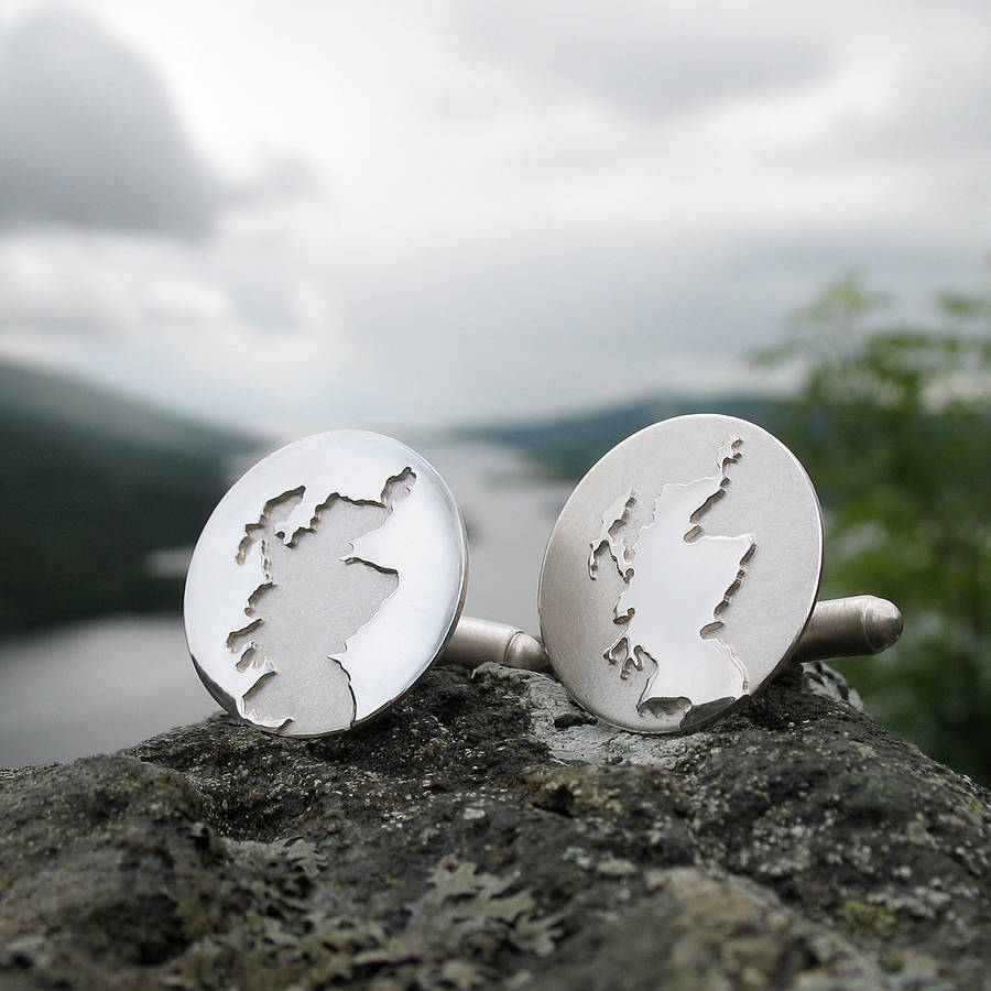Gifts for men - Scottish coastline sterling silver cufflinks
